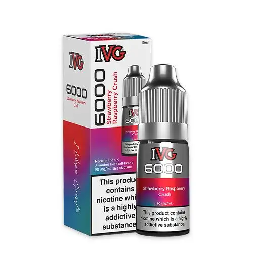  Strawberry Raspberry Crush Nic Salt E-Liquid by IVG 6000 Bar Salts 10ml - 20mg 